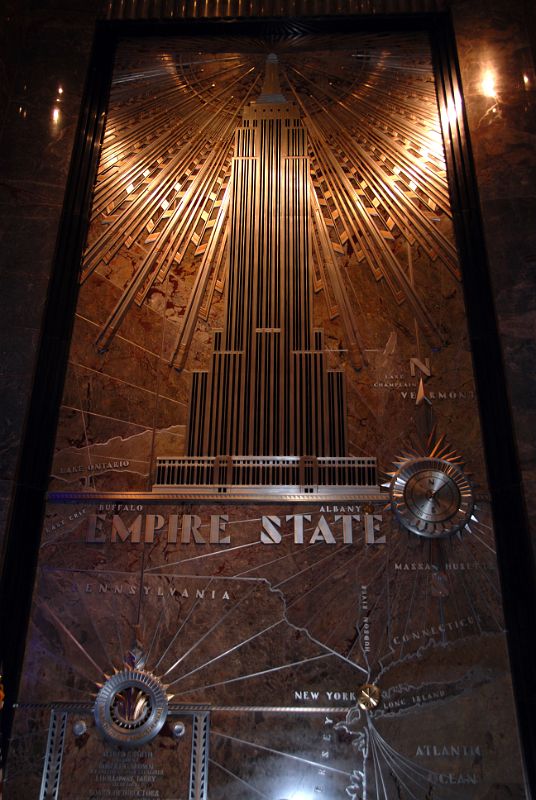 New York City Empire State Building 05A Inside Carving Of Map And Empire State Building